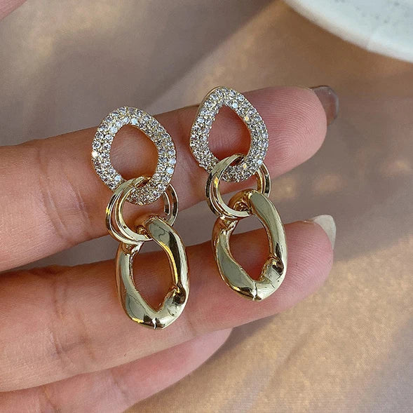 HOVANCI 2020 S925 Sterling Sliver Post Earring Designer Geometric Gold Plated Dangle Chain Drop Earrings for Women Jewelry