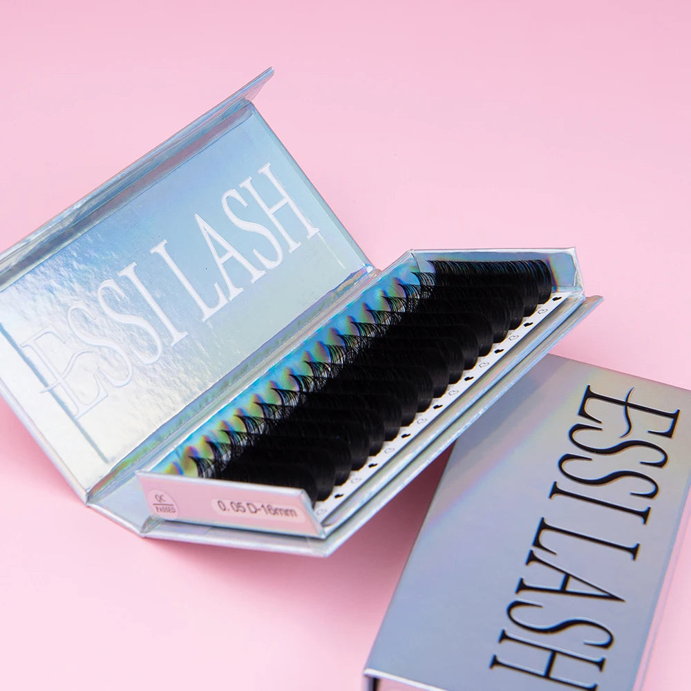 ESSI LASH Dark Matte Black Soft Cashmere Lash Extensions Trays Mixed Silk Velvet Volume Eyelash Extensions