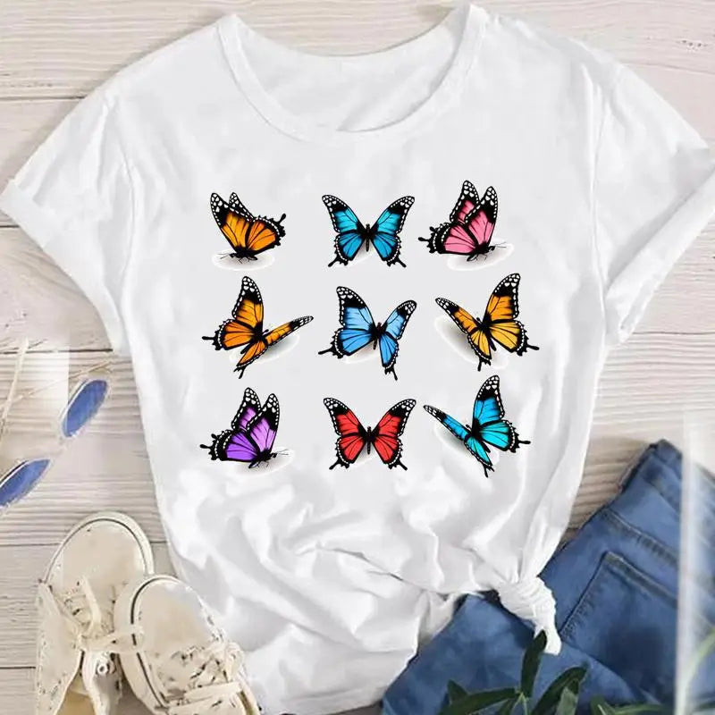 Womens Plus Size Light Classic Fit Short Sleeve O-Neck Graphic T-Shirt Casual Soft Breathable Casual Stretchy Graphic TOPS Tee