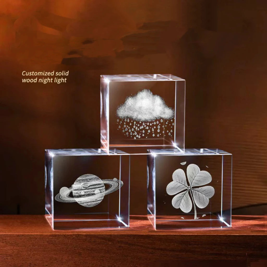 Wholesales Creative Blank K9 Crystal Cube Crystal Glass Ornaments 3D Laser Engrave Crystal Glass Cube