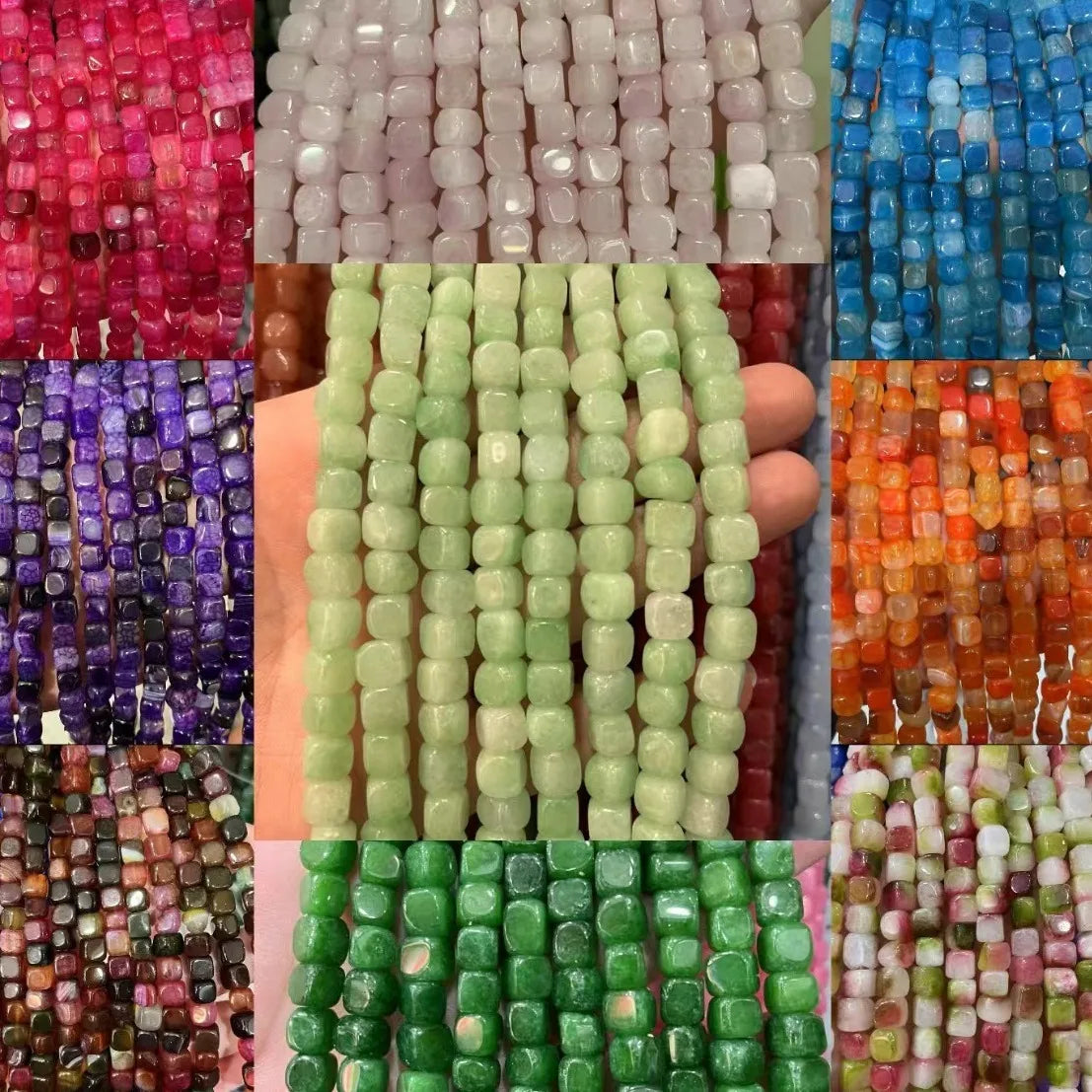 Wholesale Semi Gemstone 8mm Square Candy Cube Stone Beads for DIY Jewelry Making