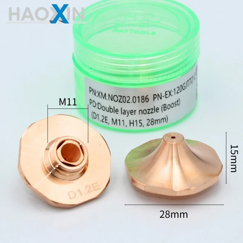 Raytools Original D28 Double Layer Nozzle Chrome Plated Cutting Head Nozzle for Fiber Laser Cutting Machine BM06K BS06K BS12K