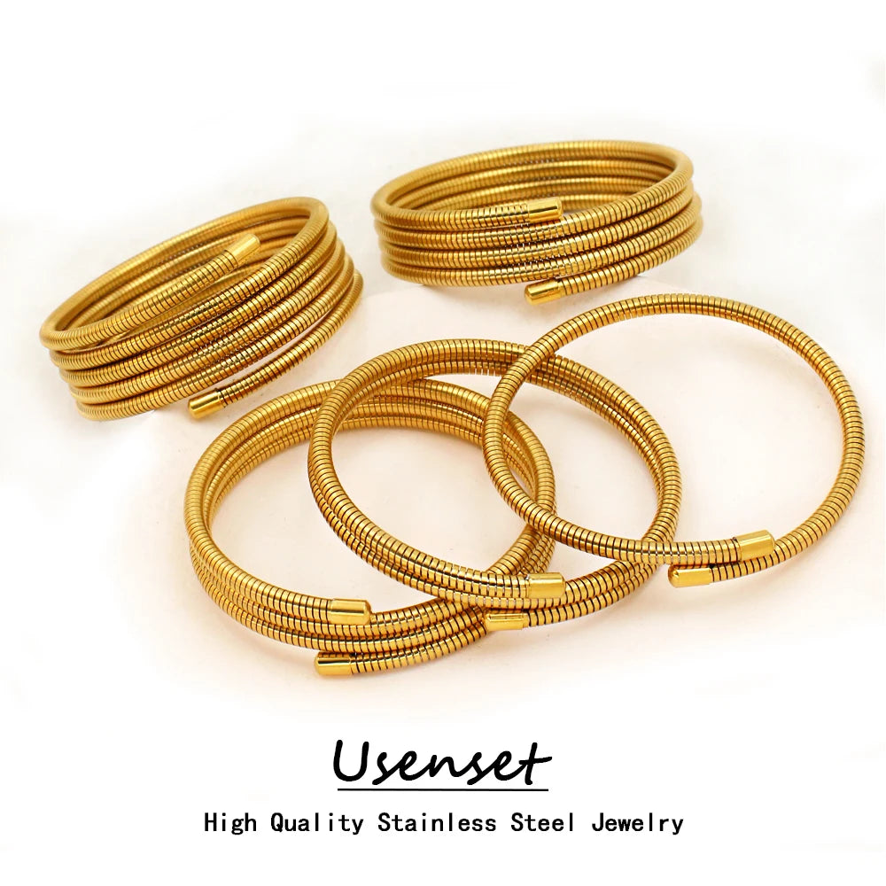 1-5 Layered Stainless Steel Bangle Fashion Gold Plated Spiral Bracelet Waterproof Jewelry Manufacturer China