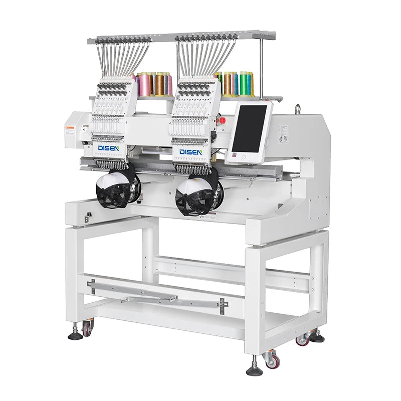 Diy Logo Design 12-Color Computerized Embroidery Machine for Baseball Caps Polo Shirts 2 Head Sewing Flat Needles New