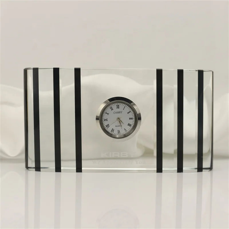 Wholesale Crystal Table Clock Wholesale Crystal Clocks Sublimation Glass Clock for Business Giveaways