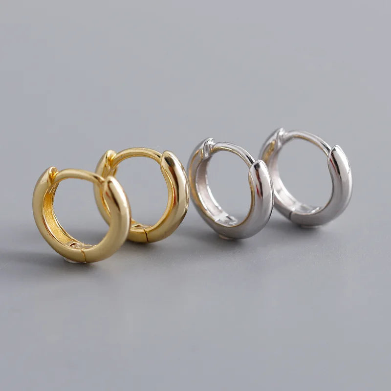 ZHILIAN 925 Sterling Silver Earrings Round Shaped Fashion Design Huggie Hoop Earrings for Women