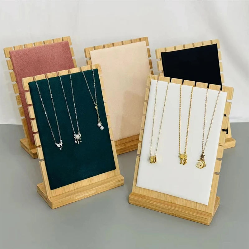 Wholesale Jewelry Display Necklace Holder Large-Sized Bamboo Panel Jewelry Necklace Tabletop Display Boards Stand