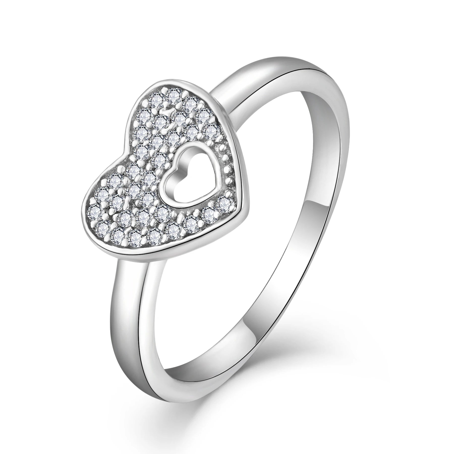 Custom OEM New Women 925 Sterling Silver Engagement White Cubic Zirconia Heart Shape Fine Jewellery Rings for Girl