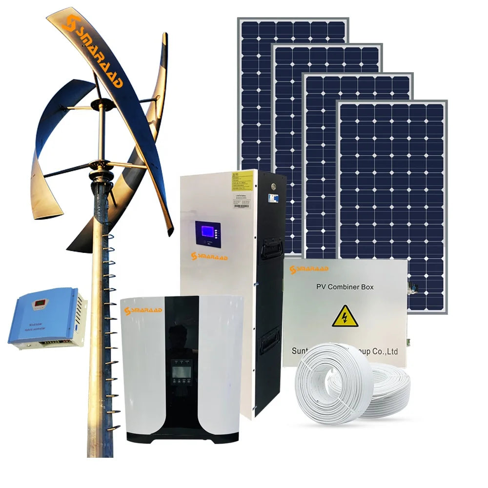 5KW Wind Turbine Generator and 5KW Solar Panels Hybrid Power System Wind Solar System for Home Use