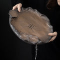 Japanese Gilding Iron Glaze Lotus Tea Tray Ceramic Water Storage and Drainage Dual-purpose Bamboo Tea Tray Tea Table Saucer