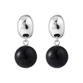 925 Sterling Silver Half Ball Huggie Earring Black Agate Drop Earring for Daily