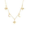 Trendy 18K Gold Plated Moon and Star Necklace  925 Sterling Silver  Crescent  Charm Choker for Women