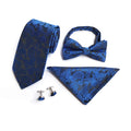 Luxury Tie Set Floral Dot Neck Ties Bowtie Handkerchief Cufflinks 4 Pcs/set Men's Silk Bow Tie Formal Business Wedding
