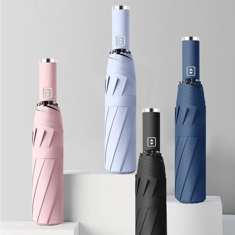 Promotional 3-Fold Automatic UV Umbrella with 105cm Diameter Iron Frame Waterproof & Windproof Custom Logo for Rain Gift Use