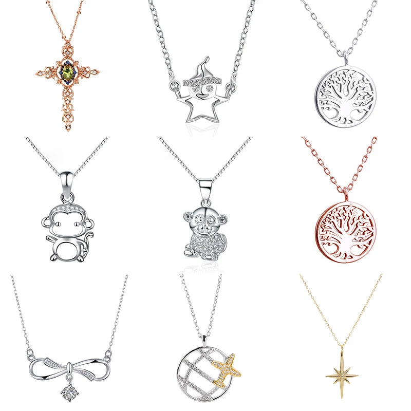 Fashion Gold Plated Jewelry Necklace Simple Pearl 925 Sterling Silver Heart Flower Pendant Necklace for Women