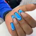 24Pcs/Set With Sticker French Ballerina Full Cover Press on Nail Art Tips Artificial Long Coffin Designed Press on Nails