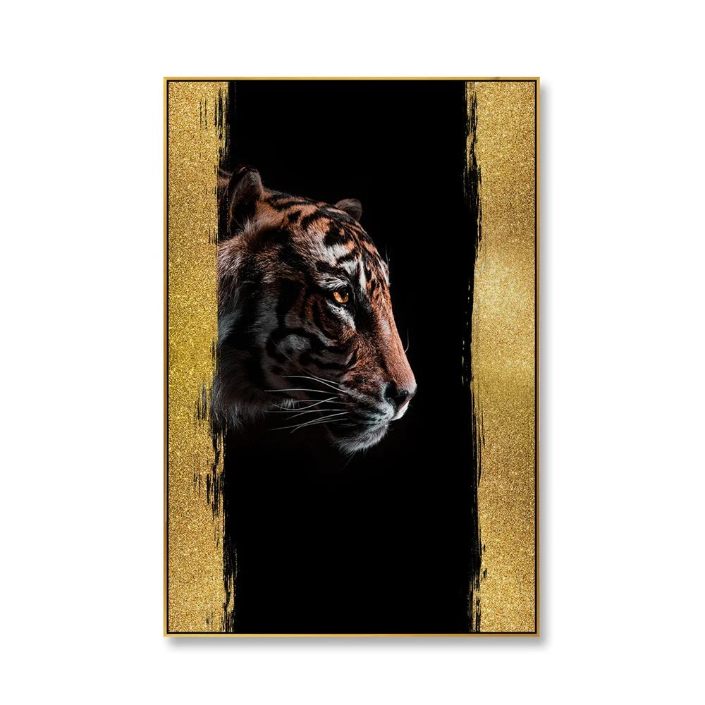 Black Posters and Prints on Canvas Animal Wall Art Canvas Painting Tiger Picture