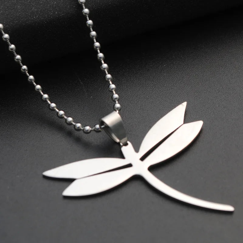 Customized Sliced Stainless Steel Dragonfly Pendant Necklace Chain SCP039