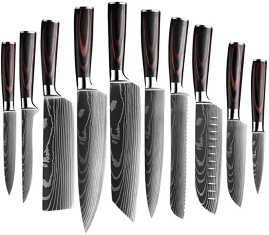 Super Sharp Sandalwood Handle Chef Knife Set Stainless Damascus Steel Kitchen Knives for Food Commercial Buyers
