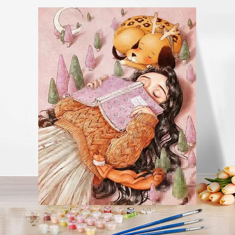 Wholesale Portrait Painting by Numbers Handmade Oil DIY Cartoon Living Room Bedroom Decoration Canvas Painting Picture Kit