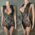 Ocstrade Vestidos De Club Femenino Rhinestone Black Birthday Mini Dress Sparkly Sequined Rhinestone Fringe Tassel Club Dress