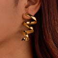 NIMAI 2025 Waterproof Geometric Screw Metal Drop Earrings PVD 18K Gold Plated Stainless Steel Spiral Earrings for Women Jewelry