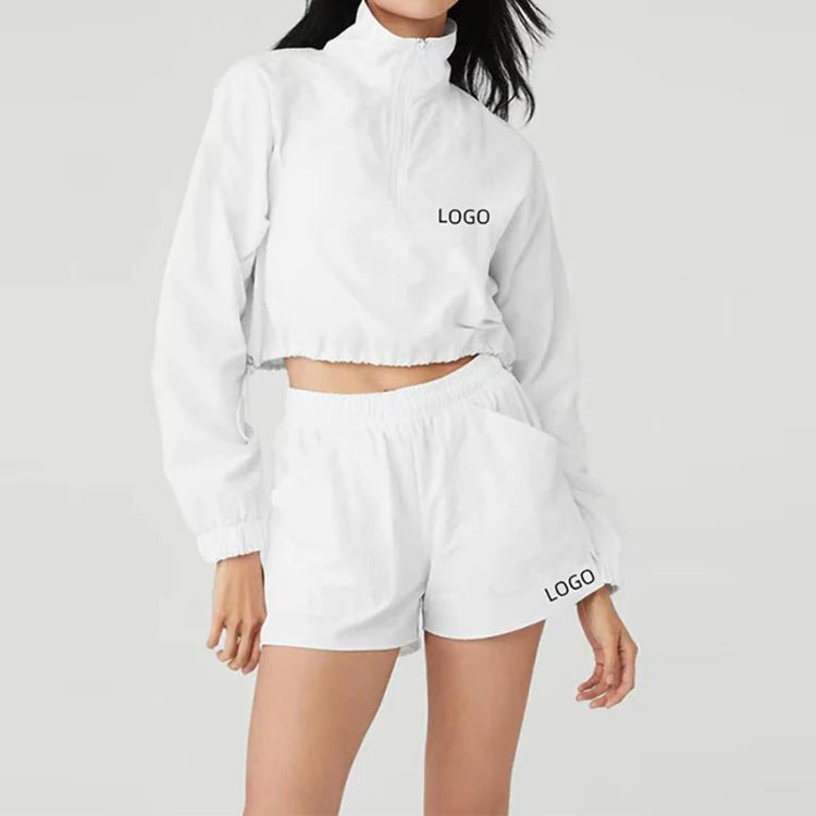 E221270 Clothing Manufacturers Custom Logo Women Long Sleeve Crop Top Jacket Spring Autumn Women's Full Zipper Jacket