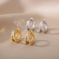 Lateefah OEM Crystal Fashion Mesh Hoop Earrings Gold Plated Jewelry Geometric Open Hoop Women Earrings 2022
