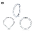 Implant Grade Titanium Hinged Segment Hoop Ring Nose Ring Nose Septum Piercings Cartilage Helix Earrings With Zircon