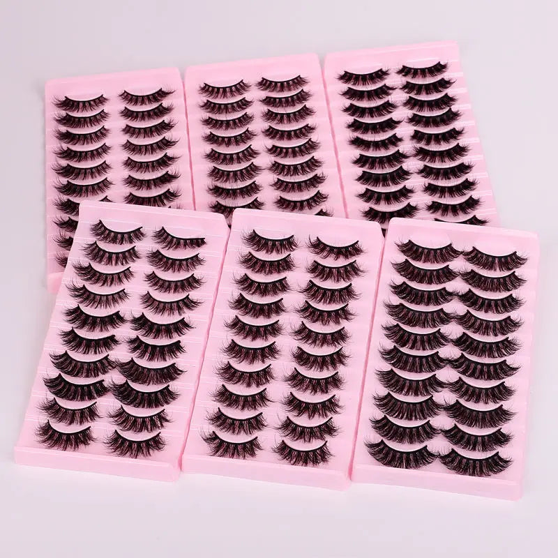 Wholesale False Eyelashes 10 Pairs Full Strip Mink Lashes 100% Handmade Custom Packaging Natural 3d Lashes Eyelashes