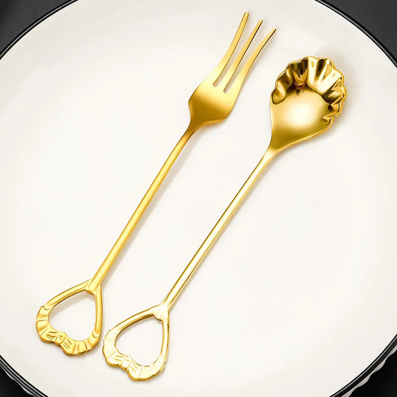 Creative Kitchen Shell Design Gold Stainless Steel 304 Metal Spoons for Dessert Cake Coffee-for Giveaways