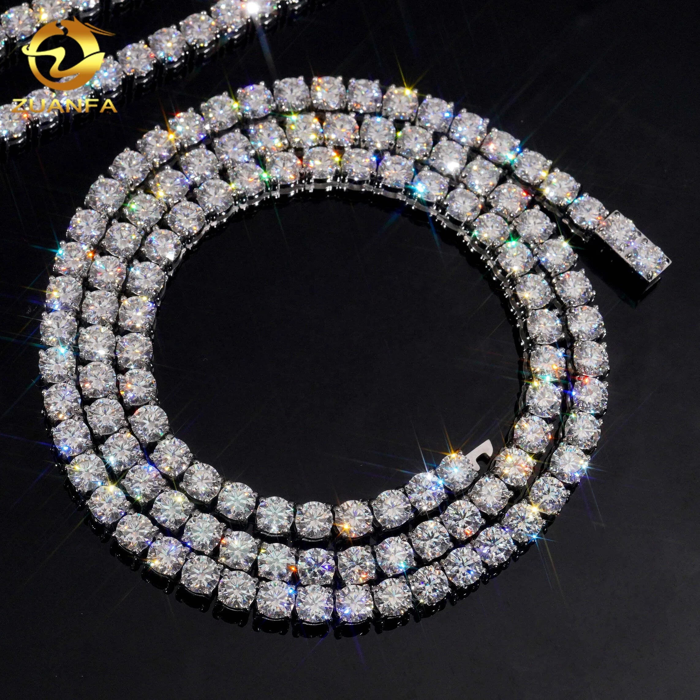 Ready to Ship No Tarnish 4mm 5mm Tennis Chain 316L Stainless Steel Pass Tester Vvs Moissanite Diamond Tennis Chain