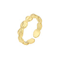 S925 Silver and 18K Gold Plated Round Pleated Ring Simple Fashion Geometric Open Irregular Design for Anniversary