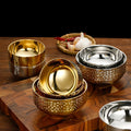 Luxury Hammered  Korean Style Cold Noodle Bowl Plate Restaurants Gold Insulation New Stainless Steel Large Serving Bowls
