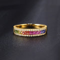 Hot Sale 18k Solid Gold Jewelry Natural Multi Sapphire White Diamond 18K Au750 Gold Rings Wedding