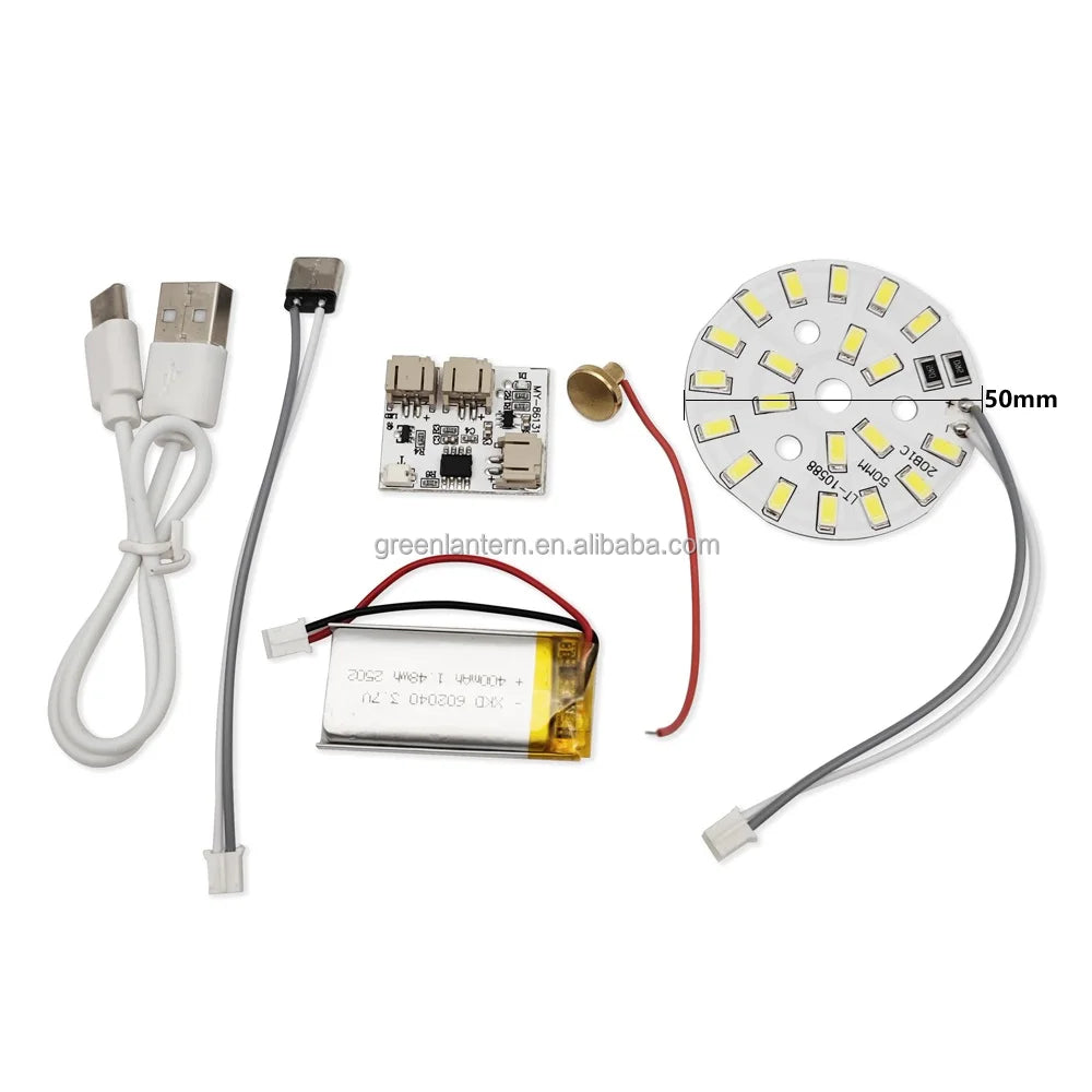 50mm PCB White Warm USB 5V Touch Sensor Rechargeable Battery Solder-free Led Light Board DIY Wood Lamp Part Lighting Accessories