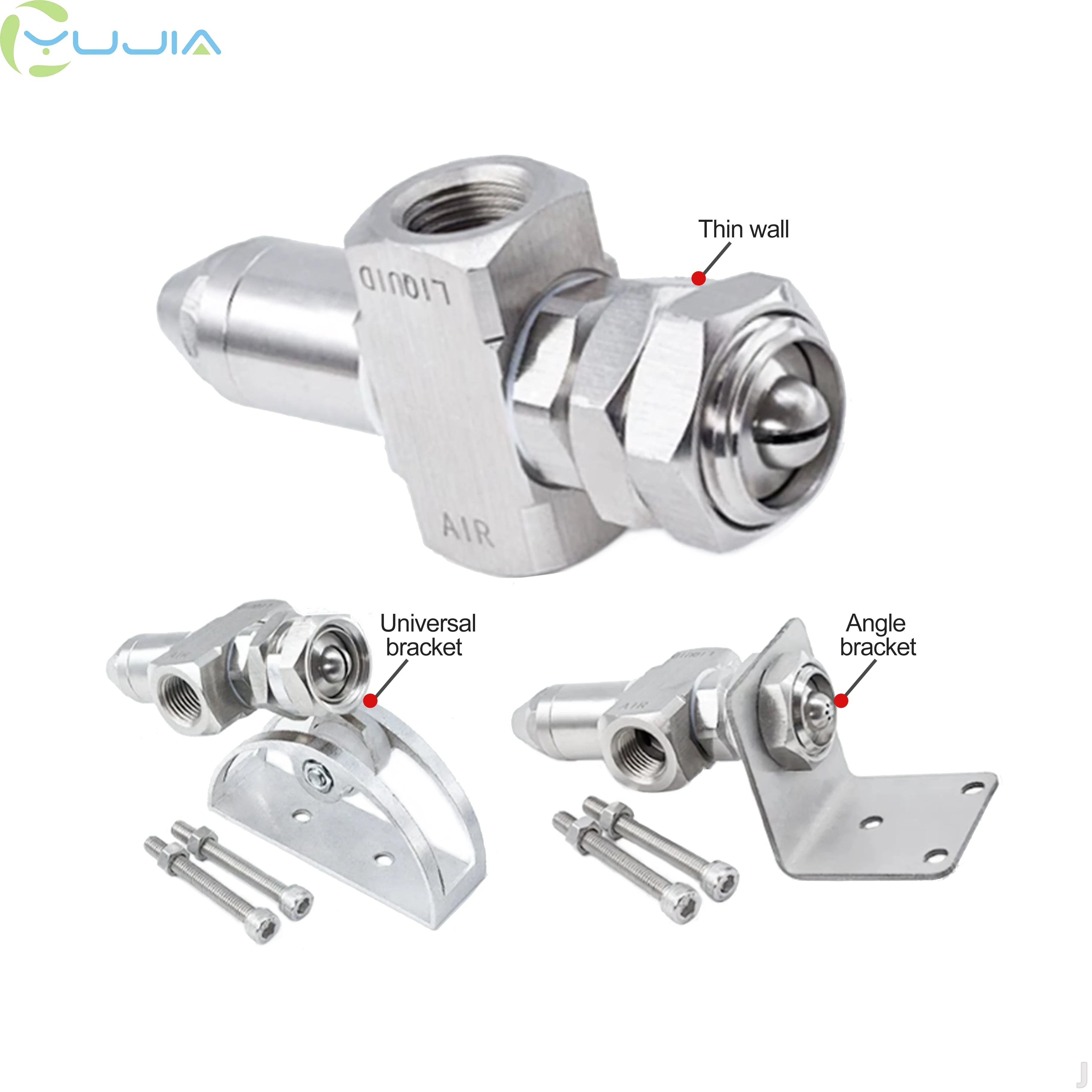 1/4" Anti-Drip Two-Fluid Air Atomizing Nozzle Multi-Mount Nozzle for Humidification & Dust Control