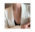 2023 Elegance V Shape Long Chain Necklace Minimalist Waterproof Titanium Steel Geometric Pendant Necklace for Women
