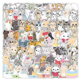 100PCS Cute Cat Stickers Car Phone Pet Shed Decorative Stickers Waterproof Graffiti Skateboard Removable Sticker