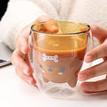 Cartoon Animal Logo Decals Custom Double Wall Glass Cup Without Handle Glass Double Walled Glass for Espresso Coffee