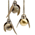 Classic Retro Movie Large Golden Magic Snitch Ball Shaped Quartz Pocket Clock Watch With Chain Gift for Boys Girls