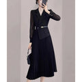 Elegant Women's Spring 2025 New Black Style Pleated Dress Wholesale Clothing