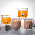 Madou Cartoon Portable Bear Thick Heat Resistance Drinking Bottles Cute Milk Coffee Tumblers Drinkware Glass Water Bottle Mug