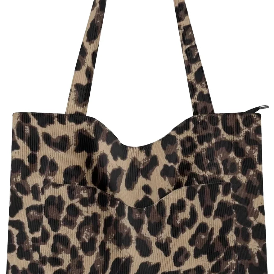 Medium-Sized Leopard Print Reversible Canvas Crossbody Tote Bag for Women - New Style Shopping Bag