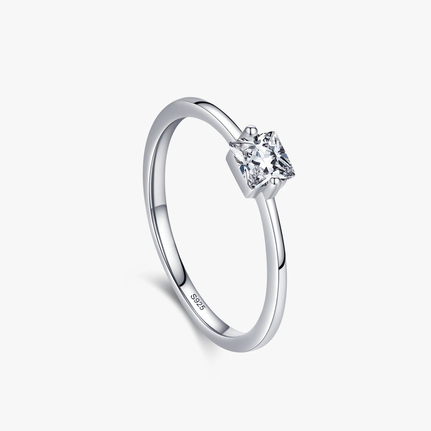 Ailmay Genuine 925 Sterling Silver Fashion Square Finger Rings for Women Elegant Rings Clear CZ Fine Female Exquisite Jewelry