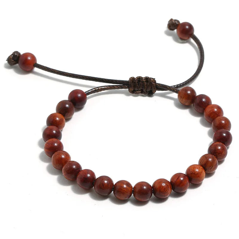 DPANCO Handmade Wood Beads Bracelet Natural Wooden Sandalwood Bead Bohemian Friendship Bracelets