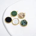 Hot Sale Gold Plated Stainless Steel Natural Stone Disc Pendant Charm for Jewelry Making Accessories Wholesale