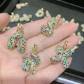 CZ7776  Gold Plated Iced Out Rainbow CZ Micro Pave Bubble Letter Pendant