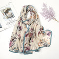 Hot Selling Ethnic Scarves Women Muslim Hijab Floral Tassel Shawl Print Cotton Viscose Scarf