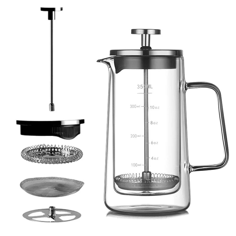 Newly Glass French Press Coffee Maker Pot Glass French Press Cup With Stainless Steel Lid 350ml/800ml/1000ML